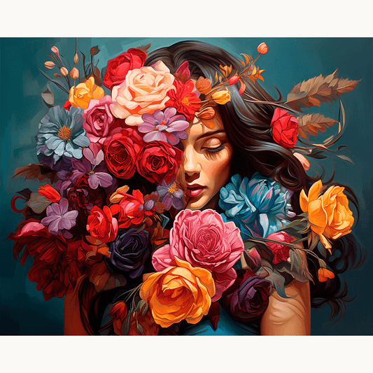 Peinture par numéro Étreinte florale - Toile sur châssis - Maison Artsen