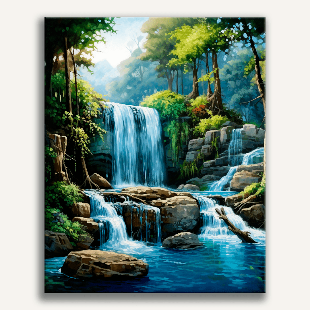 Peinture par numéro Havre de cascade - Maison Artsen