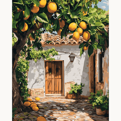 Peinture par numéro Jardin de citrons - Toile sur châssis - Maison Artsen