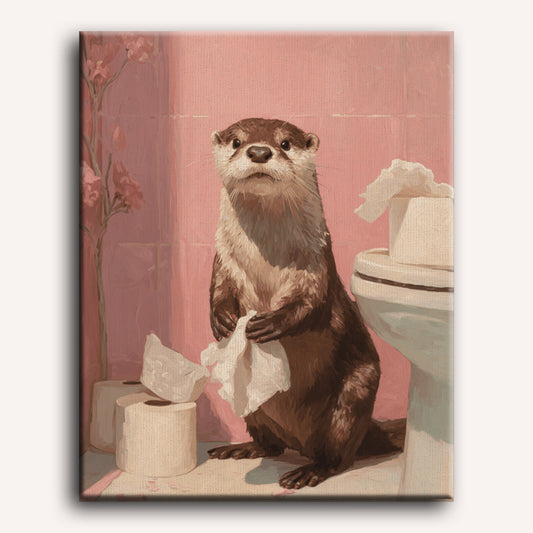Peinture par numéro Loutre aux toilettes - Toile sur châssis - Maison Artsen