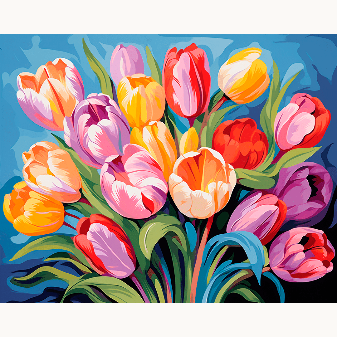 Bright Tulip Mix Paint-by-Numbers Kit – Maison Artsen