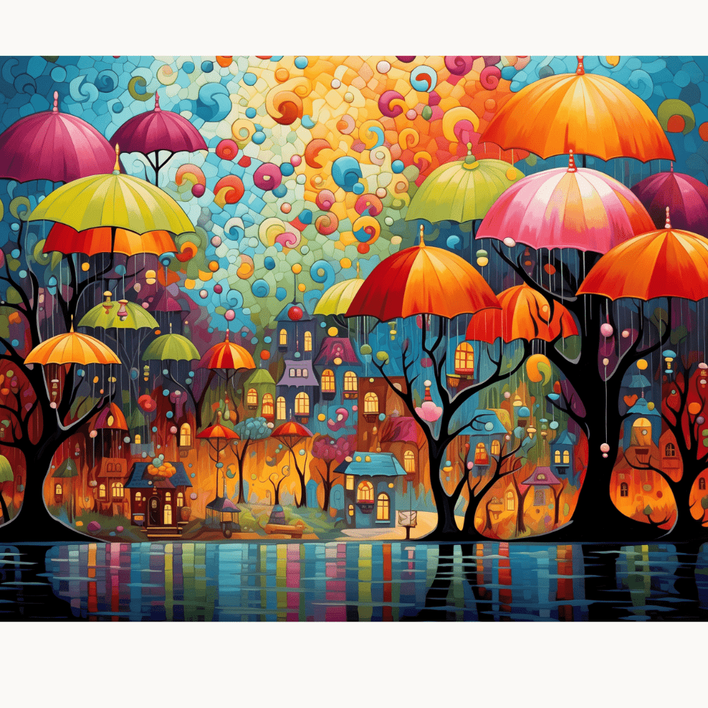 Peinture par numéro Parc aux parapluies - Toile sur châssis - Maison Artsen