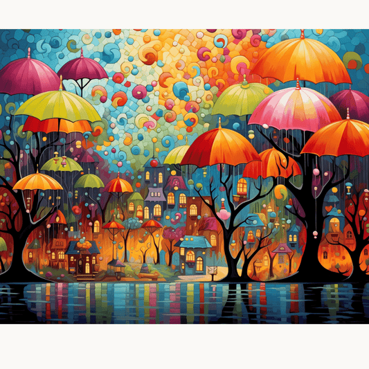 Peinture par numéro Parc aux parapluies - Toile sur châssis - Maison Artsen