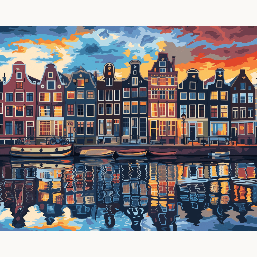 Peinture par numéro Simplicité d'Amsterdam - Toile sur châssis - Maison Artsen