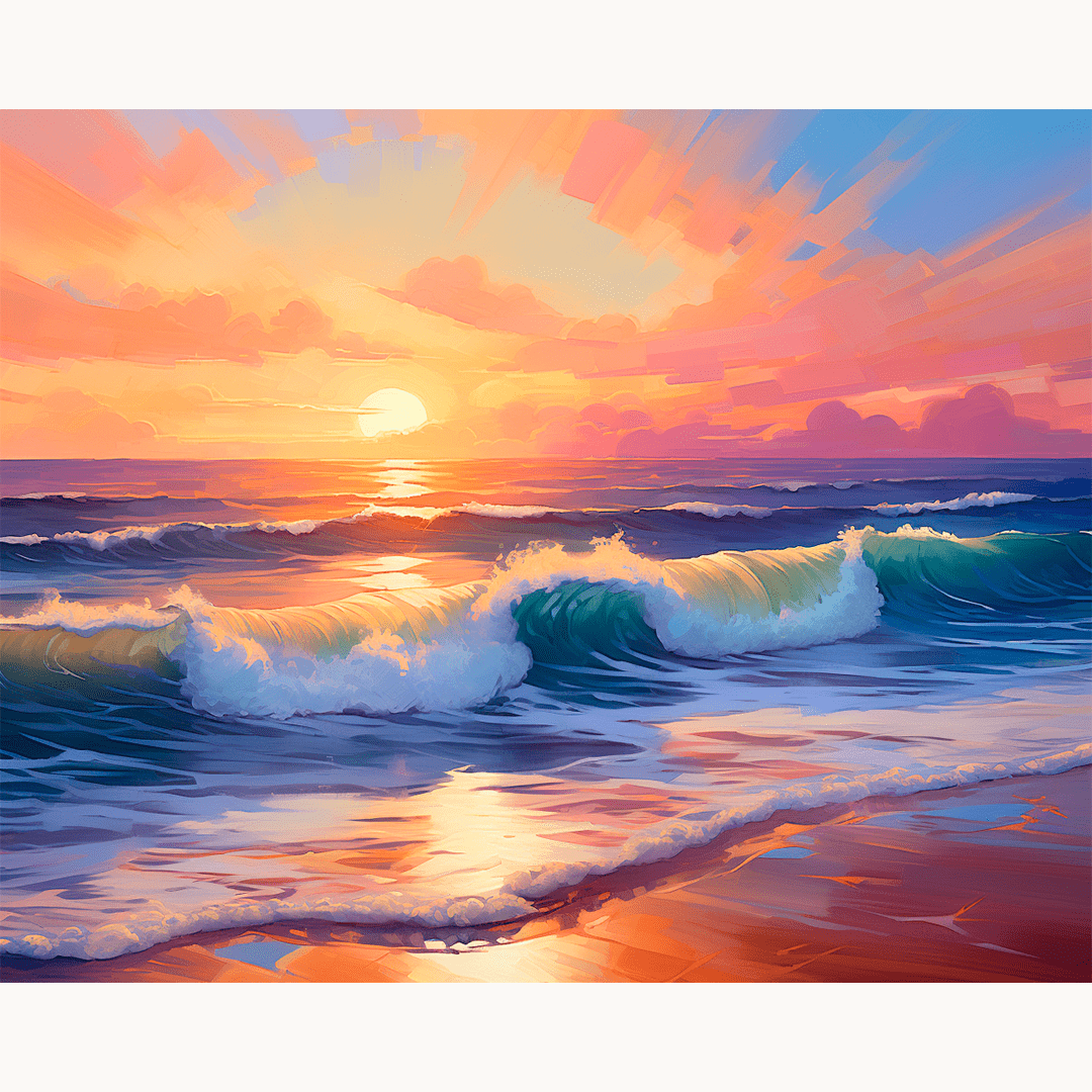 Peinture par numéro Surf au coucher de soleil - Toile sur châssis - Maison Artsen