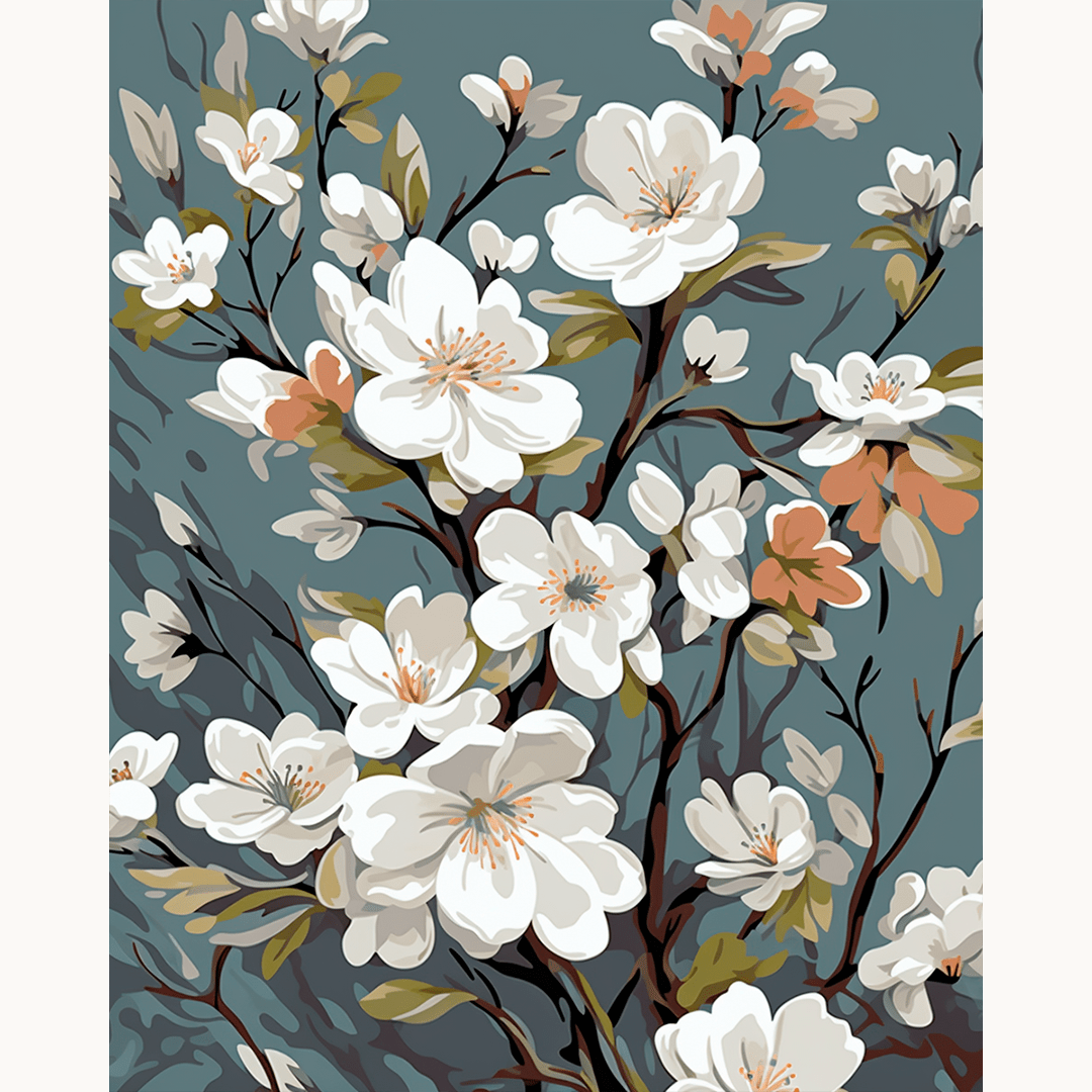 Peinture par numéro Tapisserie de fleurs printanières - Toile sur châssis - Maison Artsen