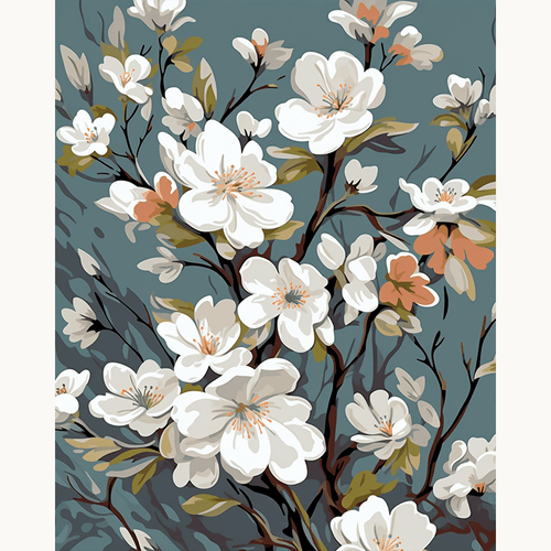 Peinture par numéro Tapisserie de fleurs printanières - Toile sur châssis - Maison Artsen