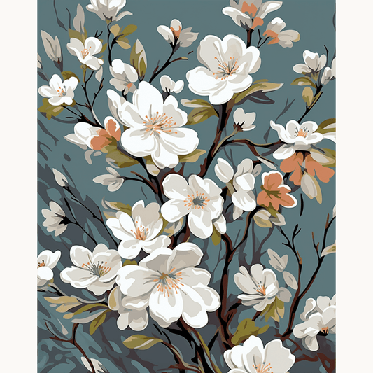 Peinture par numéro Tapisserie de fleurs printanières - Toile sur châssis - Maison Artsen