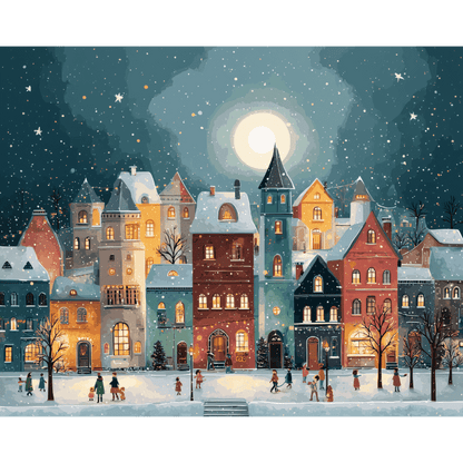 Peinture par numéro Village de Noël - Maison Artsen
