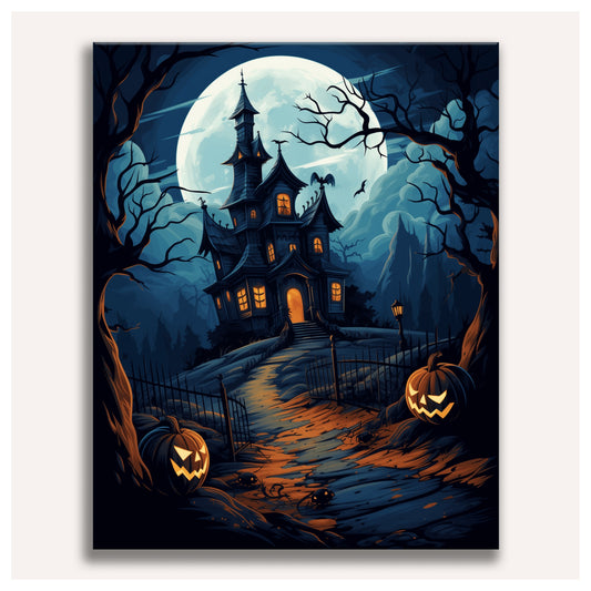 Manor Under the Full Moon paint by numbers for adults, Maison Artsen