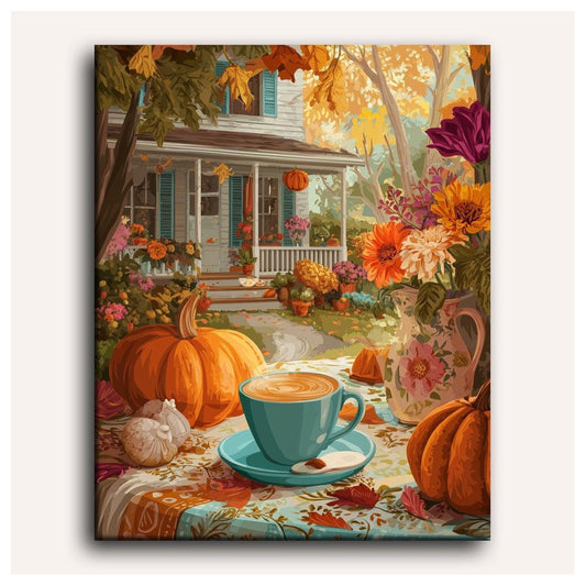 Pumpkin Morning paint by numbers for adults, Maison Artsen