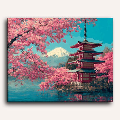 Blossoming Mount Fuji Paint-by-Numbers Kit – Maison Artsen