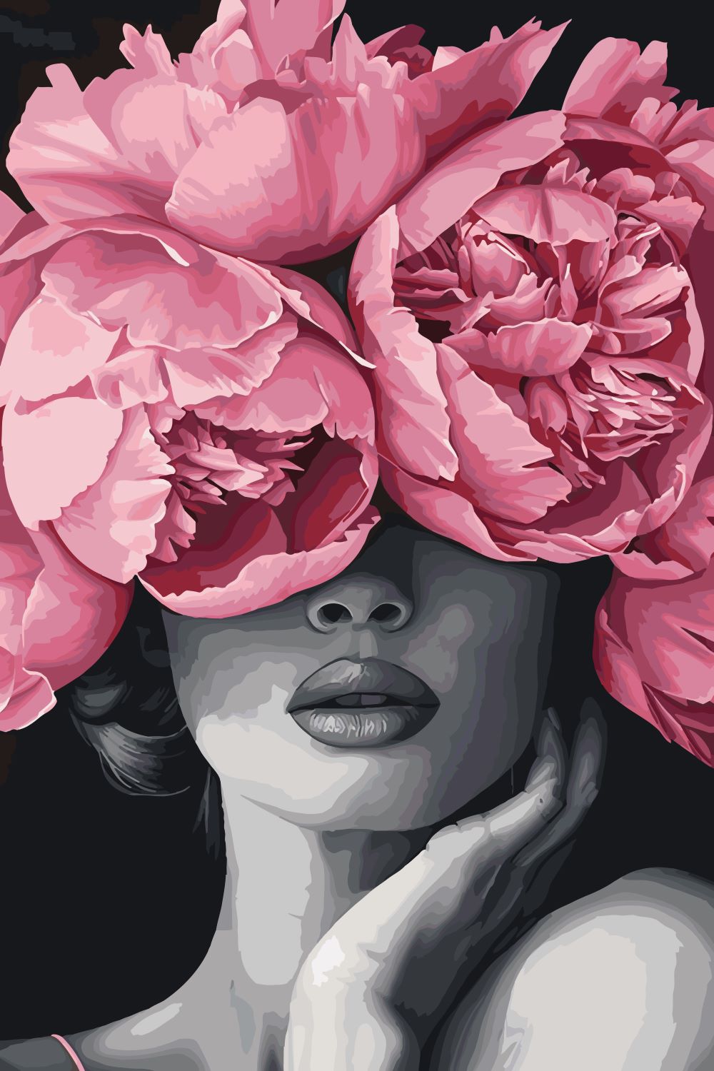 Femme Noir - Tableau peinture par numéro