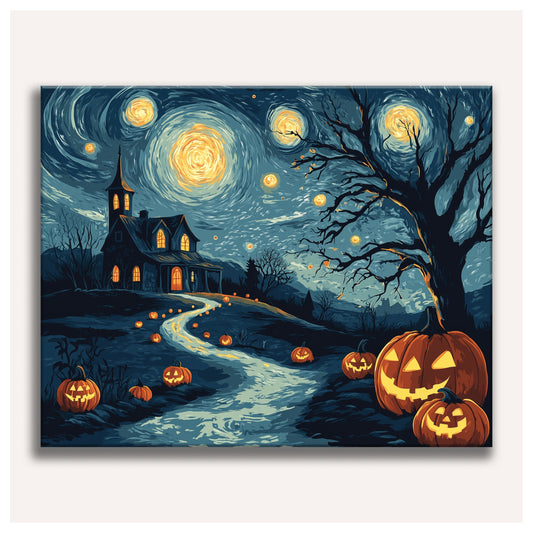 October Starry Night paint by numbers for adults, Maison Artsen