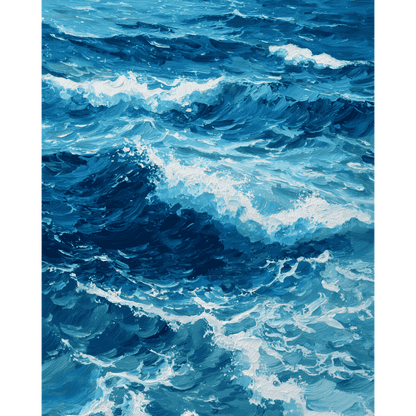 Plongée aux Vagues - Tableau peinture par numéro
