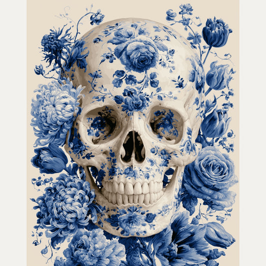 Peinture par numéro adulte Porcelaine Bleue, visuel complet du design — Maison Artsen