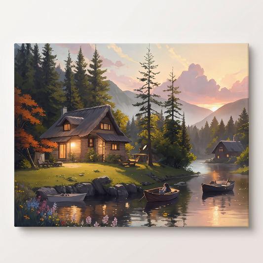 Peinture par numéro adulte Refuge Forestier, toile tendue 30×40 cm — Maison Artsen