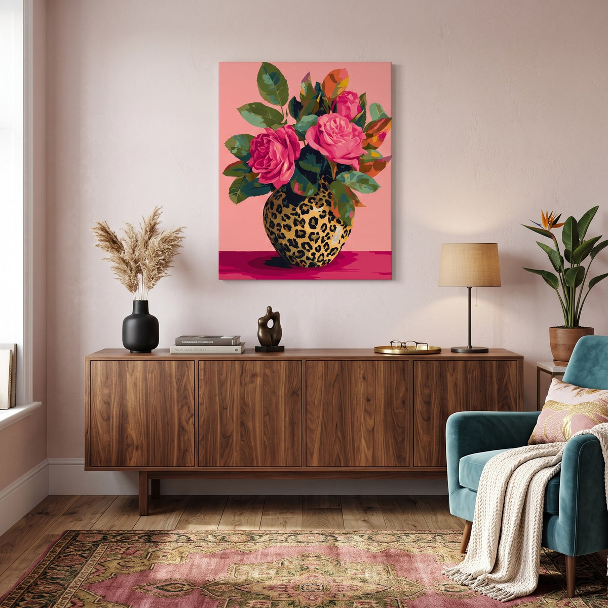Roses in a Leopard-Print Vase Paint-by-Numbers Kit – Maison Artsen