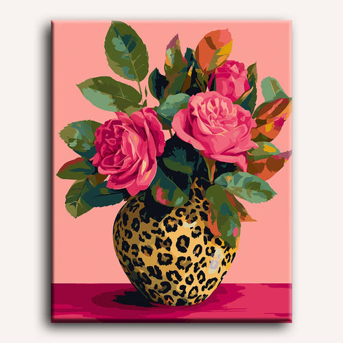 Roses in a Leopard-Print Vase Paint-by-Numbers Kit – Maison Artsen
