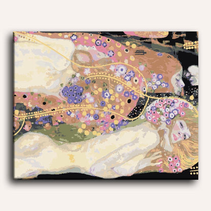 Peinture par numéro adulte Serpents Aquatiques, visuel complet du design sur toile — Maison Artsen