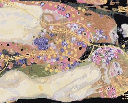 Peinture par numéro adulte Serpents Aquatiques, visuel complet du design sur toile — Maison Artsen