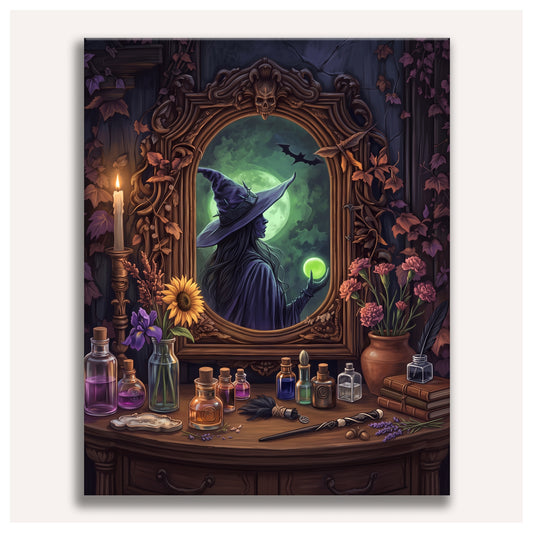 Witch in the Mirror paint by numbers for adults, Maison Artsen