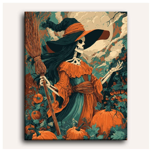 Autumn Witch paint by numbers for adults, Maison Artsen