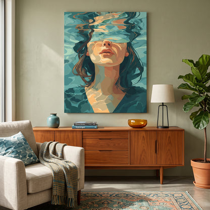 Tableau peinture par numéro Sous l'Eau accroché dans un intérieur décoré — Maison Artsen