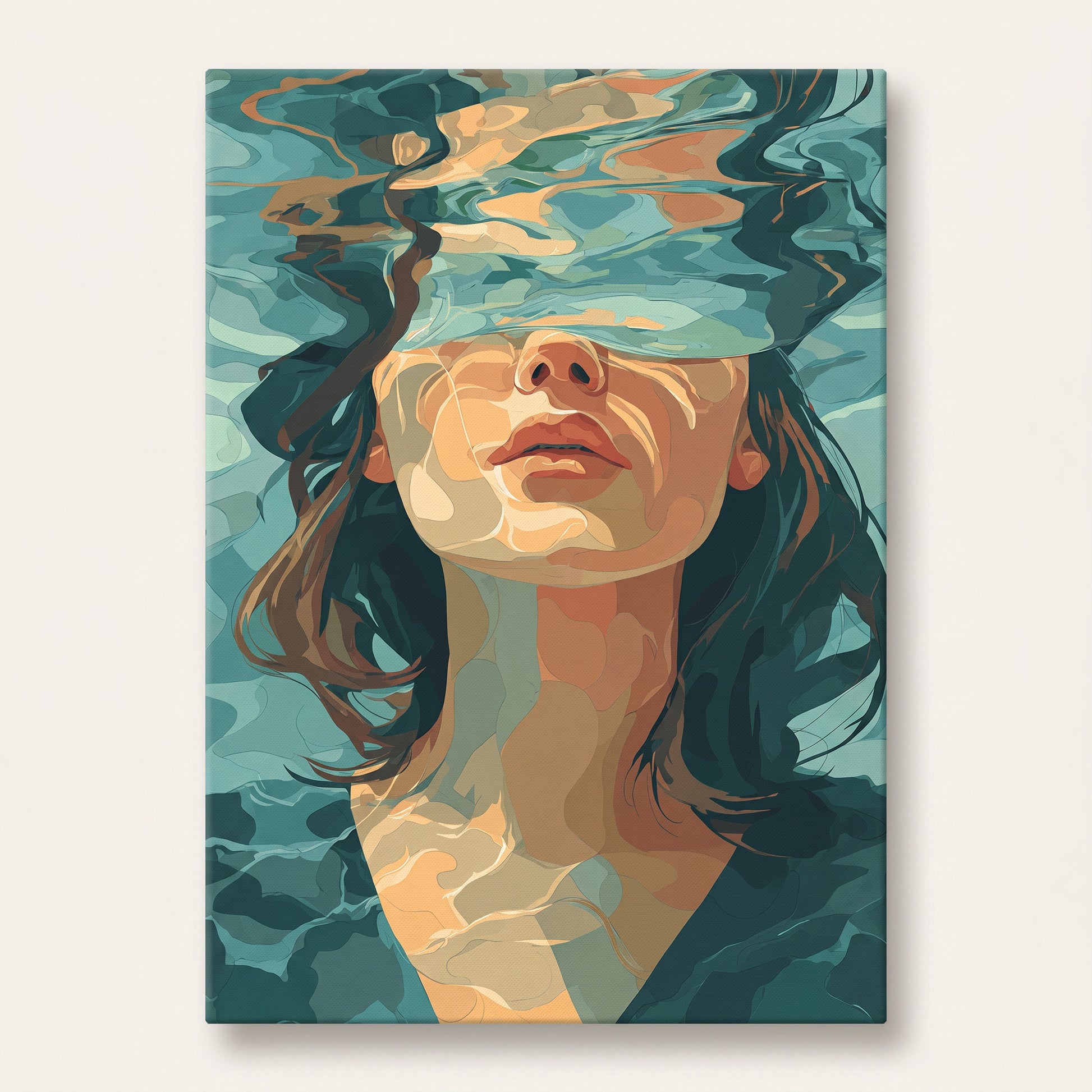 Peinture par numéro adulte Sous l'Eau, visuel complet du design sur toile — Maison Artsen