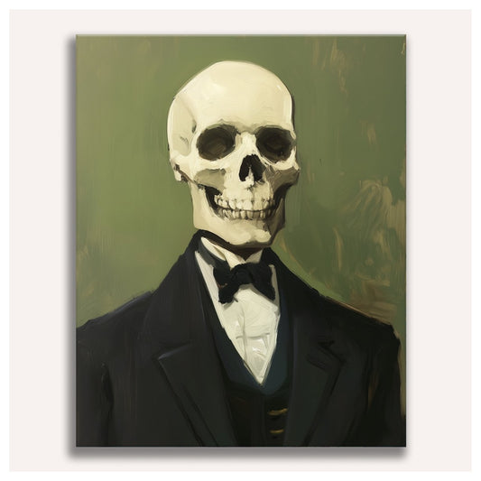 Skeleton in a Tuxedo paint by numbers for adults, Maison Artsen