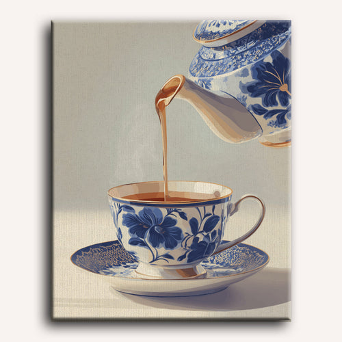 Tasse en Porcelaine Bleue - Mockup décoration murale Maison Artsen