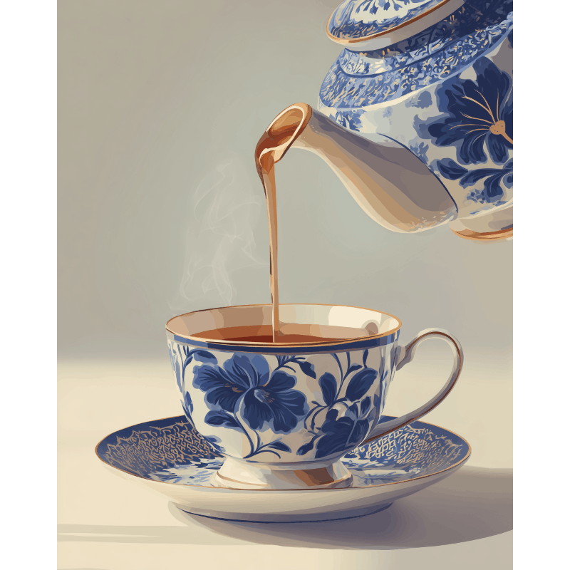 Tasse en Porcelaine Bleue - Peinture par numéro Maison Artsen