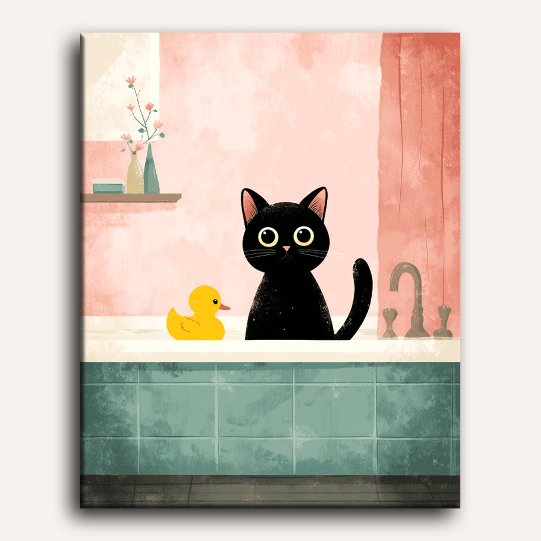 Chat dans la Salle de Bain - Peinture par numéro Maison Artsen