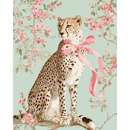 Peinture par numéro adulte Guépard Rubané, visuel complet du design sur toile — Maison Artsen