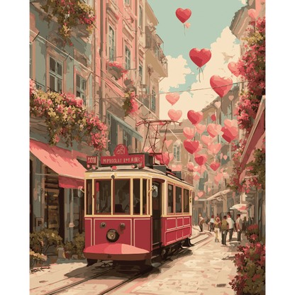 Tramway de l'Amour - Tableau peinture par numéro