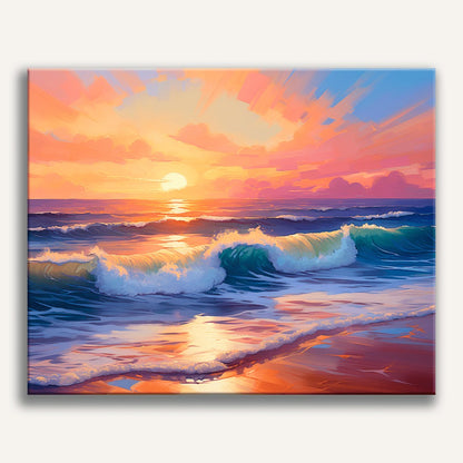 Waves at Sunset Paint-by-Numbers Kit – Maison Artsen