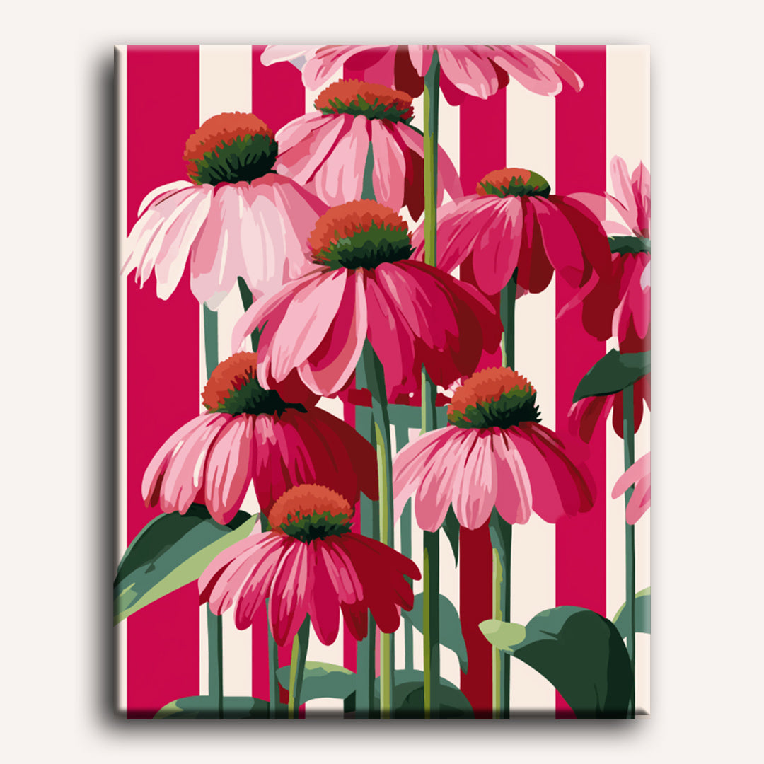 Peinture par numéro adulte Fleurs Verticales, visuel complet du design sur toile — Maison Artsen