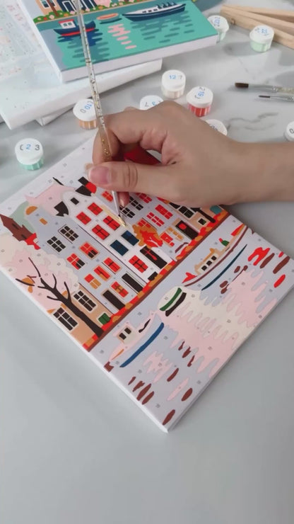 "Amsterdam" Paint-by-Numbers Set, 6 Canvases