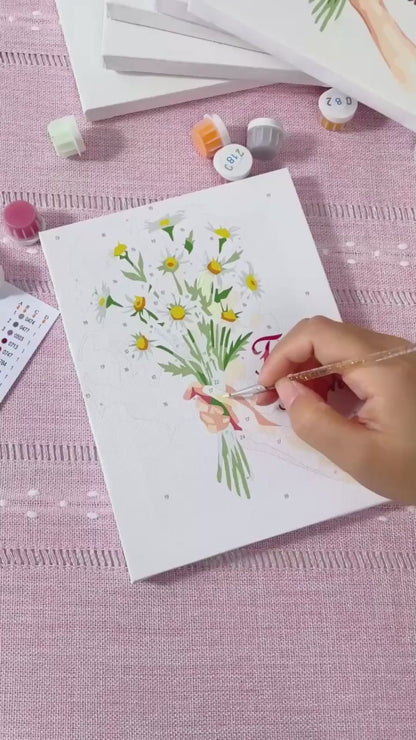 "Flowers and Quotes" Paint-by-Numbers Set, 6 Canvases