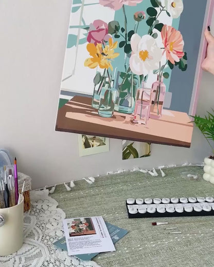 Bouquet in a Glass Vase | Paint by Numbers, 12×16"