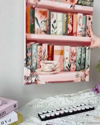 Bibliothèque fleurie | Peinture par numéro
