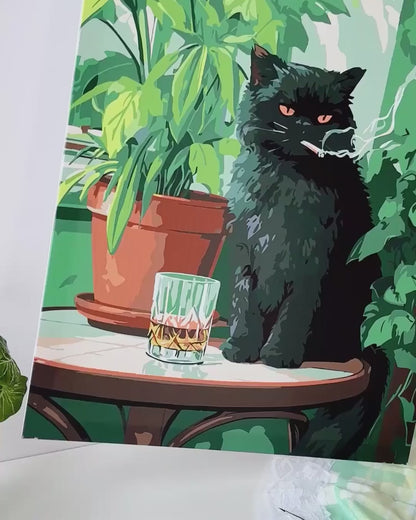 Cat Among Water Lilies | Paint by Numbers, 12×16"