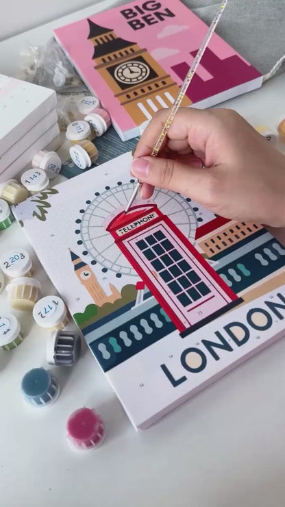 "London" Paint-by-Numbers Set, 6 Canvases
