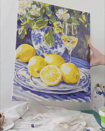 Bowl of Lemons by the Window | Paint by Numbers, 12×16"