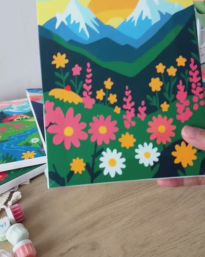 "Colorful Landscapes" Paint-by-Numbers Set, 6 Canvases