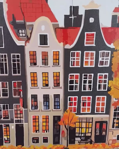 Amsterdam Canals | Paint by Numbers, 12×16"