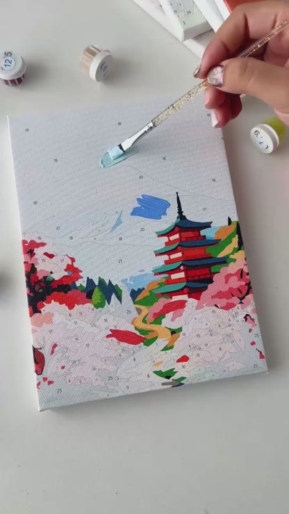 "Japan" Paint-by-Numbers Set, 6 Canvases