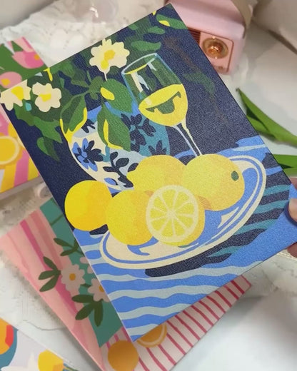 "Glass and Flowers" Paint-by-Numbers Set, 6 Canvases
