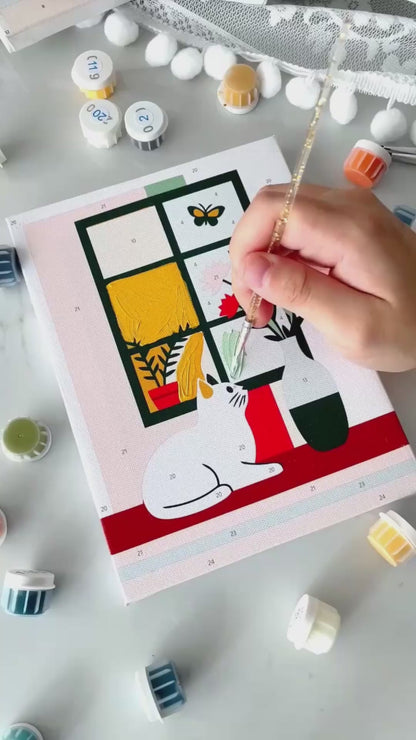 "Cats at the Window" Paint-by-Numbers Set, 6 Canvases