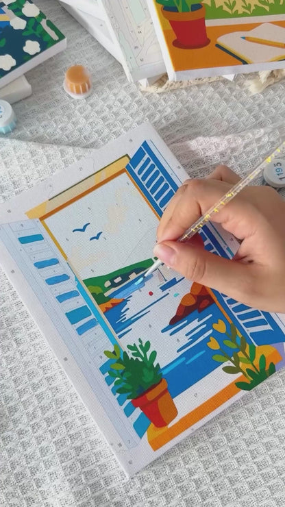 "Sea Views" Paint-by-Numbers Set, 6 Canvases
